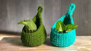 How to Crochet Plant Hanger, Crochet Hanging Basket Tutorial, Crochet Hanging Bird Nest