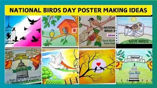 National Bird Day poster drawing/Save Birds drawing ideas/save bird scenery/birds Drawing