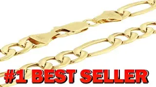 Nuragold 14k Real Yellow Gold Figaro Link 7.5mm Chain Necklace (18