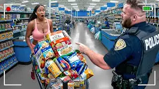 When Cops Catch Woman Stealing an Entire Walmart Cart LIVE