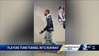 Finals Fashion: Thunder players walk through tunnel ahead of Game 5 of NBA Finals