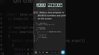 Write a Java program to divide  two numbers and print on the screen | Java Program | #Coding | #java