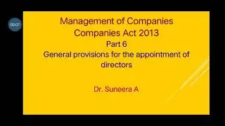 General provisions for the appointment of directors of a company
