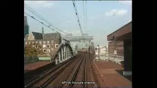 Cabinview. Trainride through Rotterdam over the old harbour bridges.