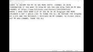 NEWS ABOUT MY 3D MORE DEPTH CHANNEL