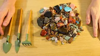 ASMR | Sorting & Tapping Gemstones | Some Wood Tapping, Sorting, Wood Sounds  (No Talking)