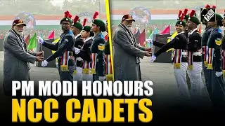 PM Narendra Modi presents awards to NCC cadets at Republic Day Camp