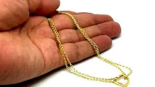 14K Yellow Gold Double Strand With Heart Anklet, 10