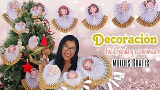 GUIRNALDA de ÁNGELES NAVIDEÑAS de PAPEL👼Manualidad fácil, rápida y económica 🎄 | Ghisaine ♥