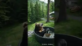 Bear Bliss! A Roar of Joy at the End! 🐻💦🎉 #wildlife #animals #nature