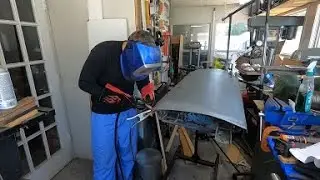 Rust repair on the door of the 1969 Oldsmobile Cutlass