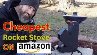 Cheapest rocket stove on Amazon, heating my Pizza up