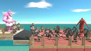 GORO THE GIANT TEAM VS COLOSSAL TITAN TEAM - ANIMAL REVOLT BATTLE SIMULATOR
