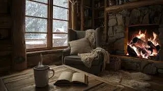 Cozy Winter Fireplace ASMR ❄️ Winter Wind & Crackling Fire | Warm Relaxing Ambience