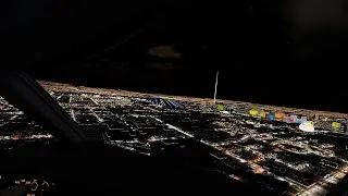 X-Plane 12: Multicore CPU FPS Test. Night Landing in Las Vegas KLAS Default Scenery