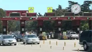 Golden Gate Bridge Toll Plaza Clock and Traffic San Francisco