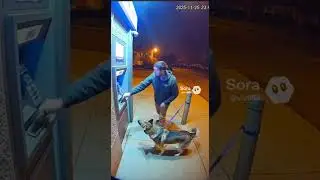 CCTV Captures Dog Protecting Family from Wild Animal! 🎥🐶🦍