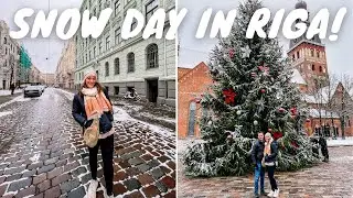 Riga Latvia City Tour IN THE SNOW! | LATVIA TRAVEL VLOG 🇱🇻