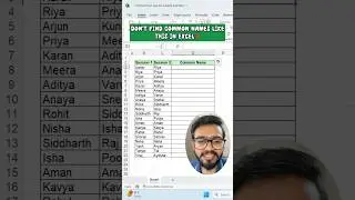Don't Find Common Names in Excel like this‼️Instead Use Amazing Trick #excel #exceltips