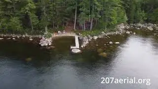 aerial footage of camp over Green Lake, Ellsworth Maine