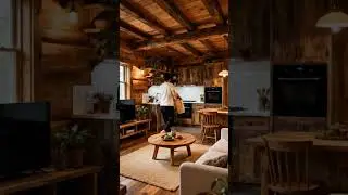 🔥 Cozy Rustic Cabin Kitchen | Warm Wood Interior & Natural Vibes 🪵