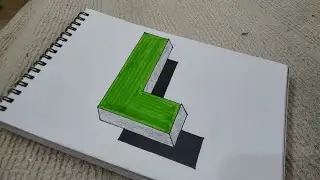 Easy and unique 3D letter L drawing. 3d illusion drawing. 