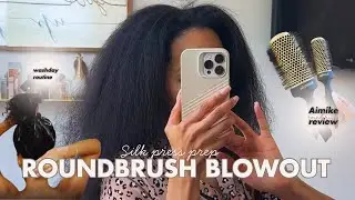 Round Brush Blowout on Natural Hair | Silk Press Blowout