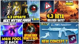 NEXT MYTHIC FORGE BGMI 4.3😍| M416 GLACIER IN CLASSIC CREATE🥶| M416 FOOL RETURN BGMI & 4.3 BETA LEAKS