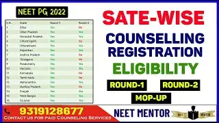 NEET PG 2022 🔥 State-Wise Counseling Registration Permission and Security Deposit 🔥 NEET MENTOR