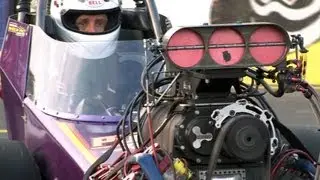 HEMI powered Altered dragster has a close call
