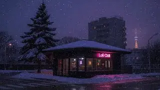 Snowy Anime Cafe ☕❄️ | Rainy City Lofi Chill Beats