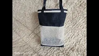 DIY Old Jeans Recycle Tote Bag! From scraps of denim, tulle, cotton and plastic packaging!