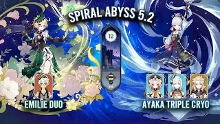 Spiral Abyss 5.2 - C2 Emilie Duo & C4 Ayaka Triple Cryo | Genshin Impact