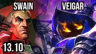 SWAIN vs VEIGAR (MID) | 11/1/9, 3.4M mastery, 1400+ games, Legendary | KR Master | 13.10