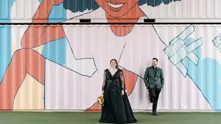 Caitlin & Alex at Eat Street, Brisbane. Super fun 'Elder Emo' Wedding!