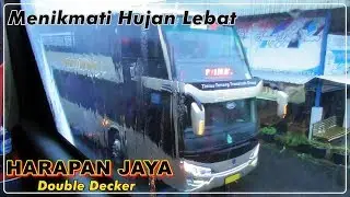 ADEMNYA HUJAN DERAS Saat Naik Bus HARAPAN JAYA DOUBLE DECK [RAIN-ASMR]
