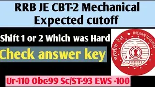 RRB JE CBT-2 Mechanical Cutoff | Mechanical Expected Cutoff RRB JE CBT-2 Zonewise | RRB JE CBT-2