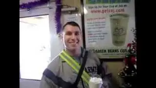 A Soldier in Afghanistan receives a Cup Of Joe