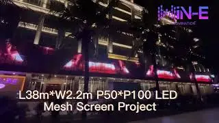 Media Display Lighting Advertising L38m*W2.2m P50*P100 LED Mesh Screen Project--Win-E Illumination