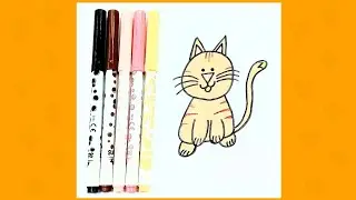 How to draw a cute cat #tinyartist #video #drawing 