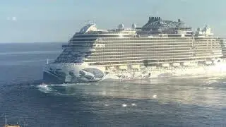 NORWEGIAN PRIMA UP CLOSE AT PORT AND REVERSING OUT TO SEA!