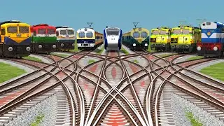 9&divide;Trainz Railroads Crossings 🏁 Railworks Train || At Daimond Steam Bye Bumpy Railway Tracks