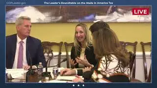 First Supply CEO Katie Poehling Seymour at Leader McCarthy's Roundtable on the Made in America Tax