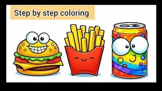 Colorful Fast Food Coloring 🍔🍟🥤 | Fun Burger, Fries & Soda Coloring for Kids 🎨