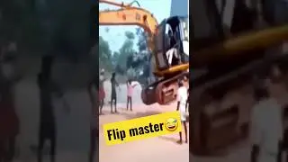 Insane Excavator Flipping Skills: Watch the Mighty Machine Defy Gravity! #excavatorfails #fails
