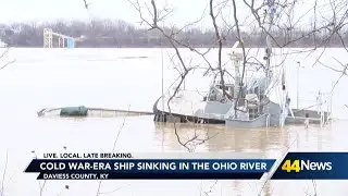 Partially sunken ship in Ohio River poses boating hazard