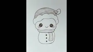 Easy snow man/ Cute snow man pencil sketch/ 🎄🎁