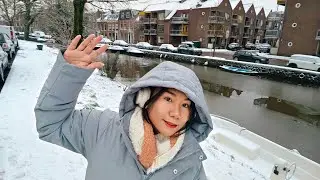 หิมะที่ Haarlem ลมแรงมาก 