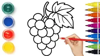 Cute Grapes Drawing 🍇 | Easy Step by Step Drawing for Kids