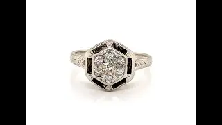 Art Deco Diamond Cocktail Cluster Ring .20ct 18K Original 1920's-1930's